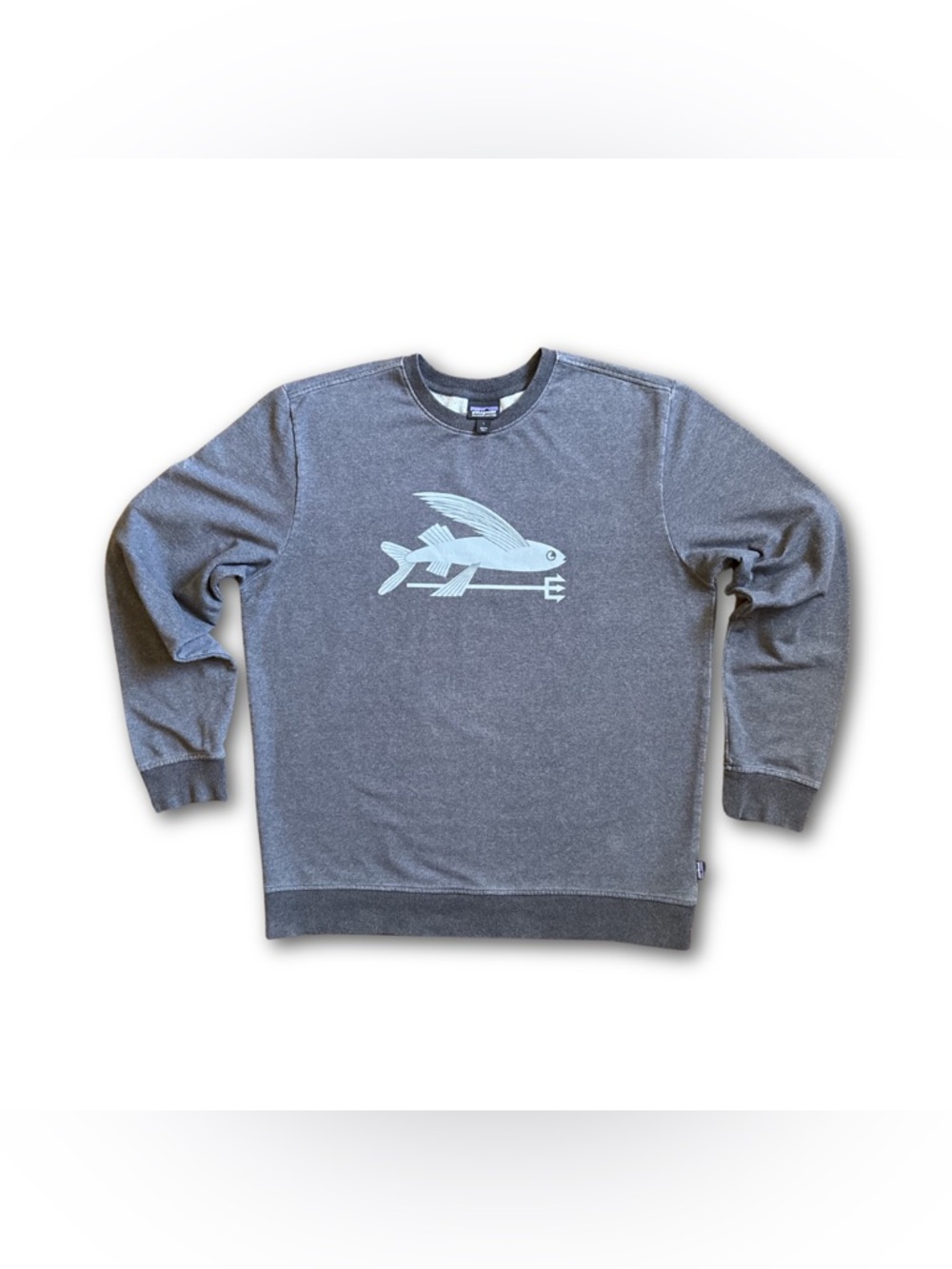 Patagonia Flying Fish Trident Graphic Sweatshirt Men’s Large Gray Crewneck